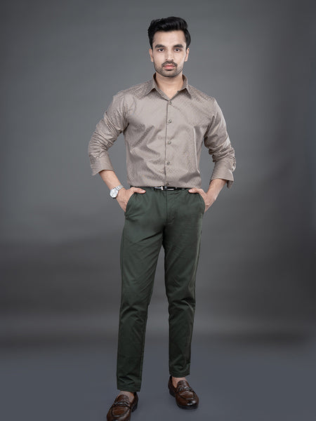 LEON PREMIUM MENS WEAR GIZA COTTON TEXTURED REGULAR FIT SHIRT