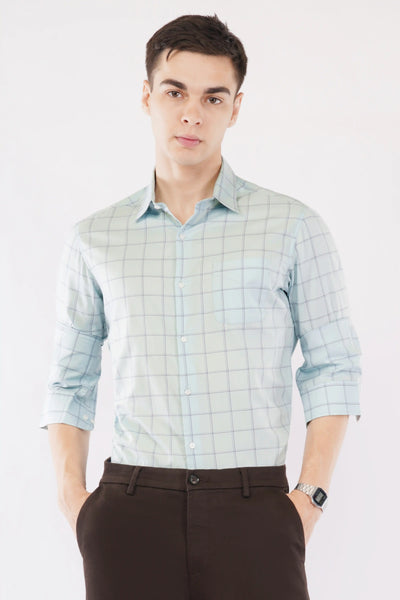 MARCUS GREEN CHECK SLIM FIT FULL SLEEVE SHIRT