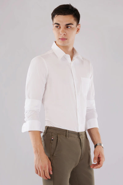 ALDEN WHITE STRIPED SLIM FIT FULL SLEEVE SHIRT