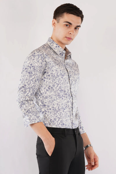 MERRICK PARTY WEAR CASUAL SLIM FIT PRINTED FULL SLEEVE SHIRT