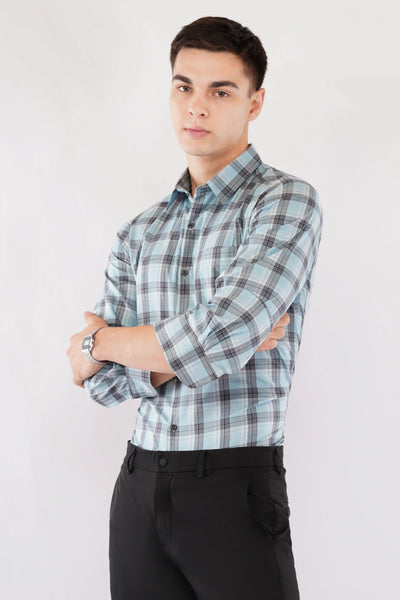 KIERAN CLASSIC BLUE CHECK SLIM FIT FULL SLEEVE SHIRT