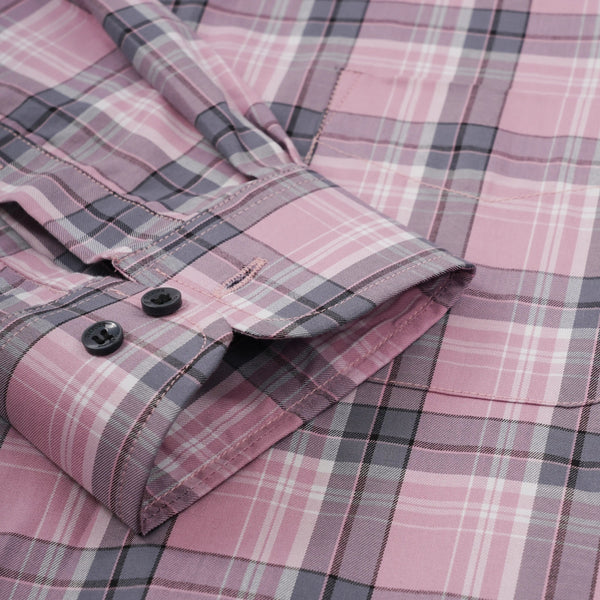 ALISTAIR LOTUS PINK GREY CHECK SLIM FIT FULL SLEEVE SHIRT