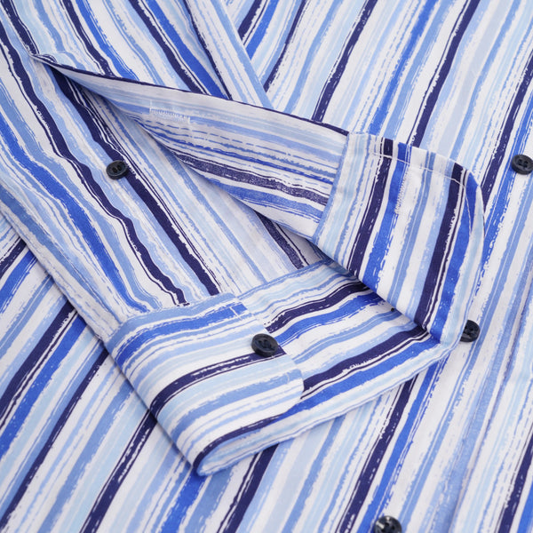 ADRIAN BLUE WHITE STRIPE SLIM FIT FULL SLEEVE SHIRT