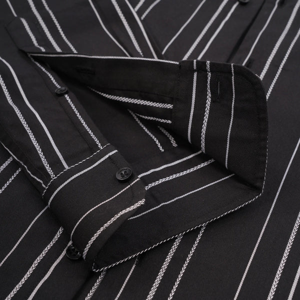 ARDEN BLACK SLIM FIT STRIPED FULL SLEEVE SHIRT