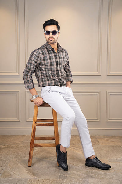 LARS SUPIMA COTTON CHECKED CASUAL REGULAR FIT SHIRT