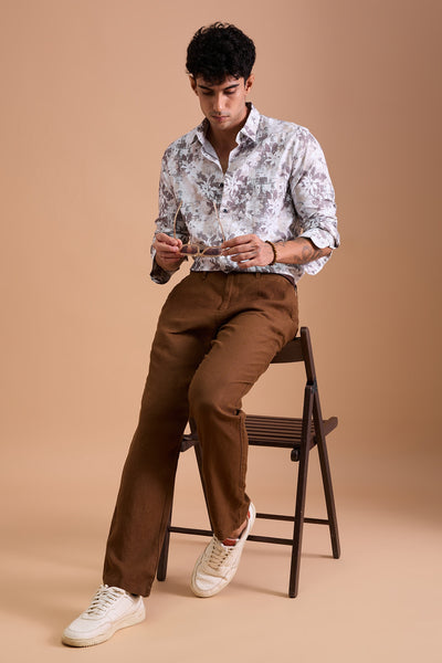 SIERRA MENS PREMIUM COTTON BIEGE CASUAL SLIM FIT SHIRT