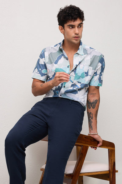 VERDON MENS PREMIUM COTTON MULTICOLOR ABSTRACT PRINT REGULAR FIT SHIRT