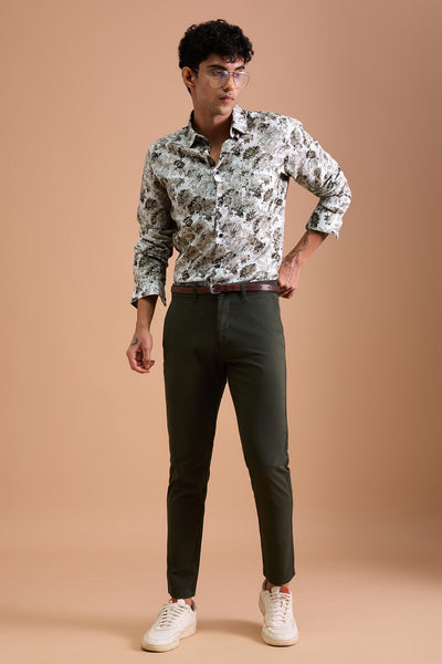 ASTER PREMIUM LINEN BLEND TAUPE CASUAL SLIM FIT SHIRT